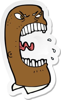 sticker of a cartoon furious man shouting vector