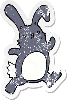 distressed sticker of a cartoon rabbit running vector