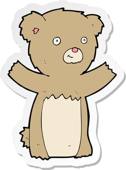 sticker of a cartoon teddy bear vector