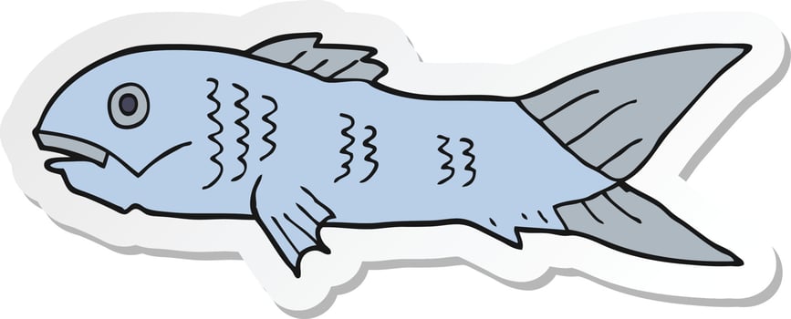 sticker of a cartoon fish vector