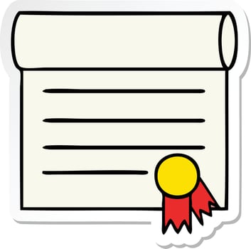sticker of a cute cartoon certificate vector