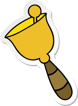 sticker of a cute cartoon ringing bell vector