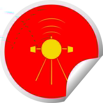 circular peeling sticker cartoon satellite vector