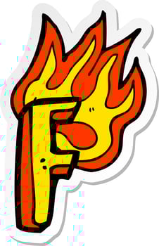 sticker of a cartoon flaming letter vector