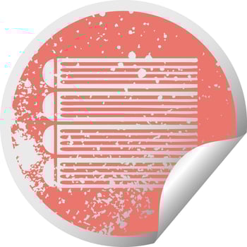 distressed circular peeling sticker symbol stack of books vector