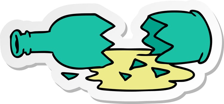 sticker cartoon doodle of a broken bottle vector