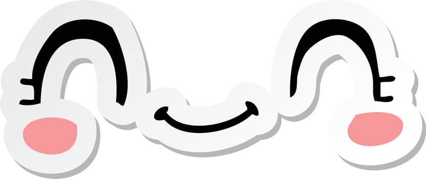 sticker of a cute cartoon face vector