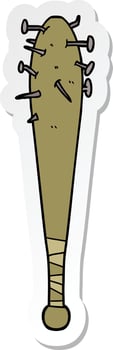 sticker of a cartoon bat with nails in vector