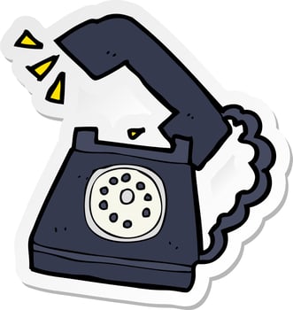 sticker of a cartoon ringing telephone vector