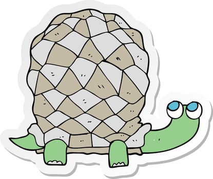 sticker of a cartoon tortoise vector
