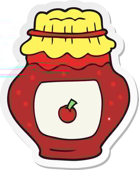 sticker of a cartoon jar of jam vector