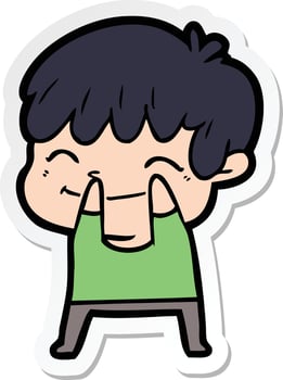 sticker of a cartoon happy boy vector
