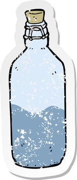 retro distressed sticker of a cartoon water bottle vector