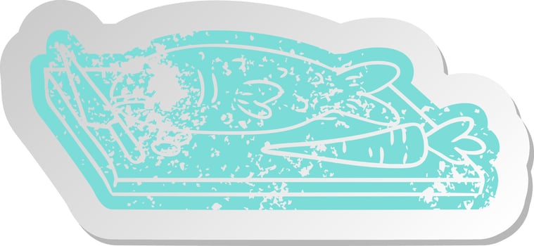 distressed old sticker of a food chopping board vector