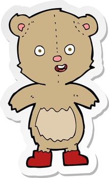 sticker of a cartoon happy teddy bear in boots vector