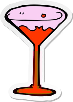 sticker of a cartoon cocktail vector