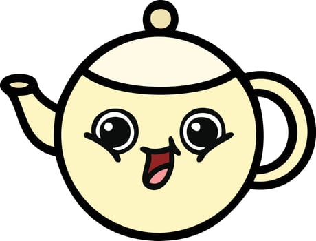 cute cartoon tea pot vector
