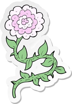 sticker of a cartoon flower vector