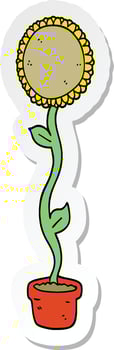 sticker of a cartoon sunflower vector