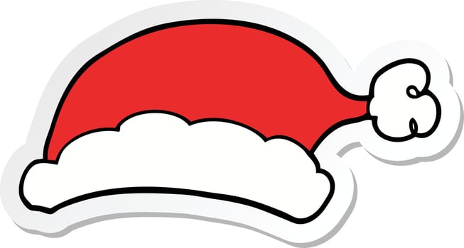sticker of a cartoon christmas hat vector
