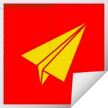 square peeling sticker cartoon paper plane vector