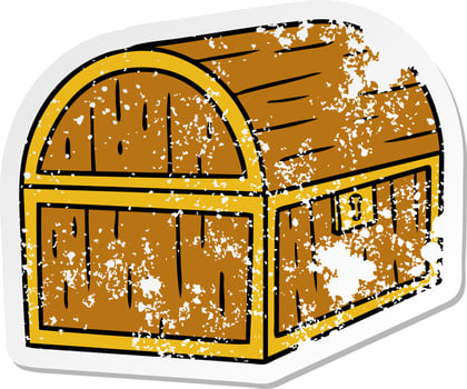 distressed sticker cartoon doodle of a treasure chest vector