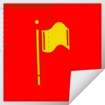 square peeling sticker cartoon red flag vector
