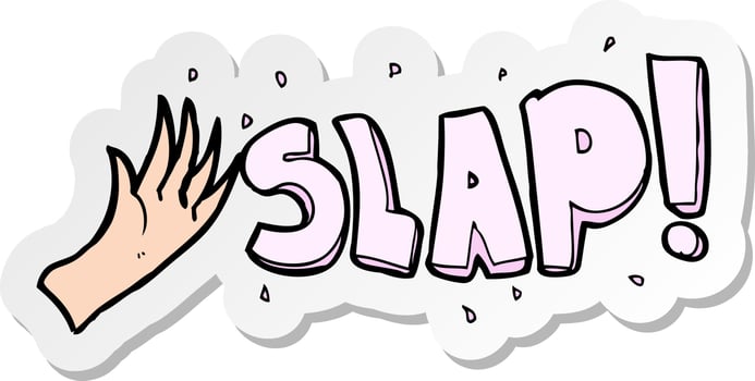 sticker of a cartoon slap vector