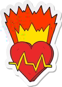 sticker of a cartoon heart rate vector