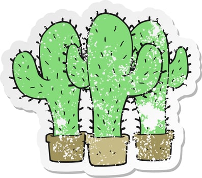 retro distressed sticker of a cartoon cactus vector