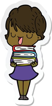 sticker of a cartoon woman talking vector