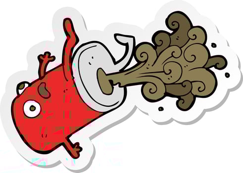 sticker of a cartoon old drinks can vector