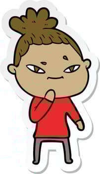 sticker of a cartoon woman vector