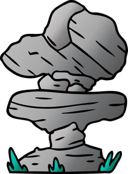 gradient cartoon doodle of grey stone boulders vector