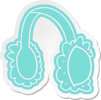 cartoon sticker of pink ear muff warmers vector