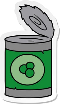 sticker cartoon doodle of a can of peaches vector