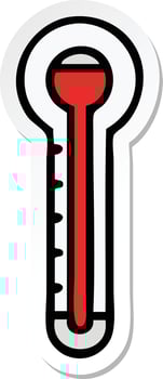 sticker of a cute cartoon glass thermometer vector