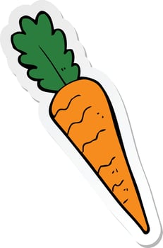sticker of a cartoon carrot vector