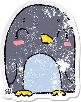 distressed sticker of a cartoon penguin vector
