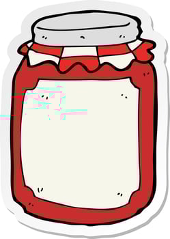 sticker of a cartoon jar of preserve vector