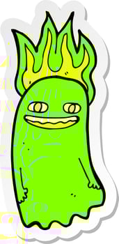 sticker of a funny cartoon ghost vector