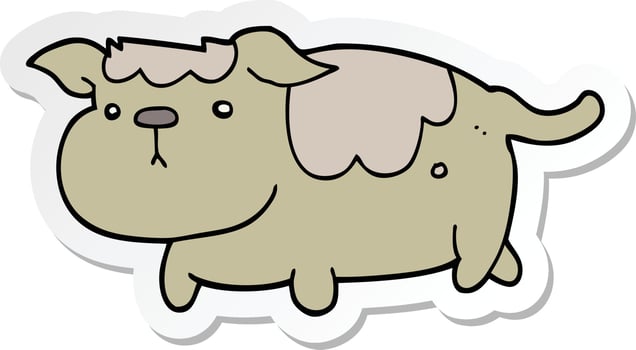 sticker of a cartoon dog vector