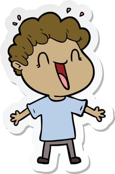 sticker of a cartoon happy man vector