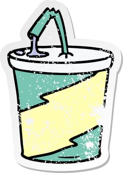 distressed sticker cartoon doodle of fastfood drink vector
