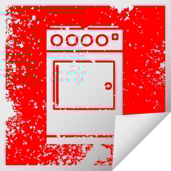 distressed square peeling sticker symbol oven and cooker vector