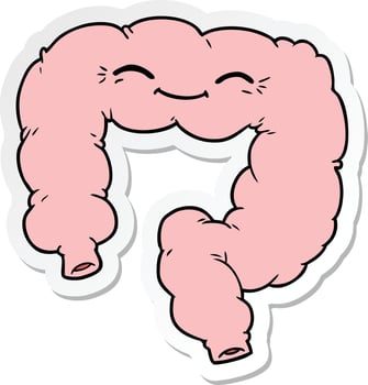 sticker of a cartoon happy colon vector