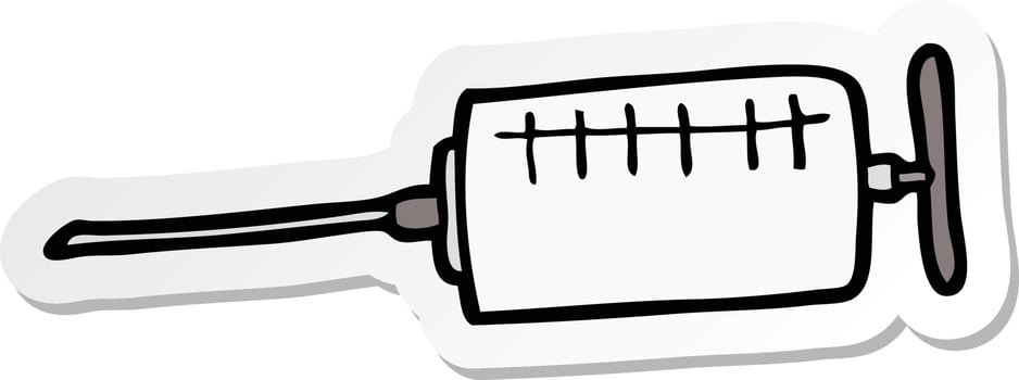 sticker of a cartoon syringe vector