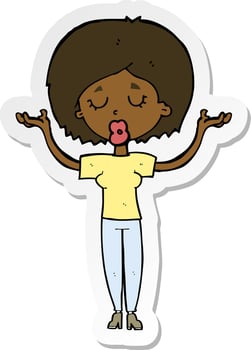 sticker of a cartoon peaceful woman vector