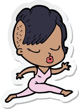 sticker of a cartoon pretty hipster girl vector