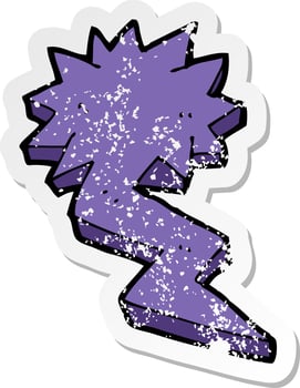 retro distressed sticker of a cartoon lightning bolt symbol vector